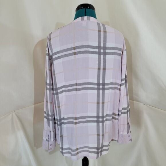 Soft Joie Dane Plaid Blouse in Iris & Porcelain - Size Large - Picture 5 of 10